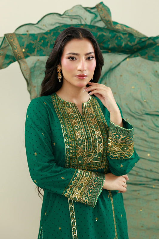 3 PIECE UNSTITCHED | RAW SILK | EMBROIDERED